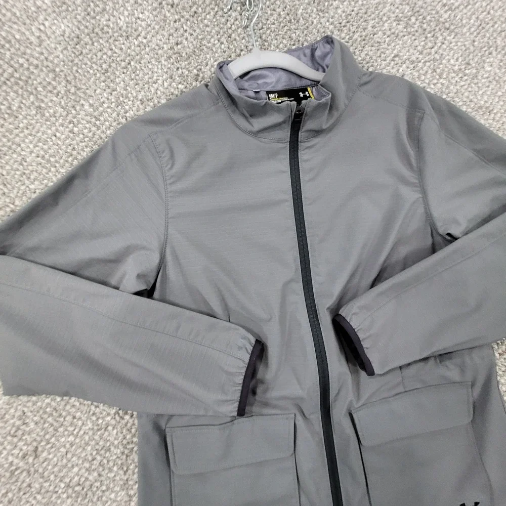 Under Armour Track Jacket Mens Small Gray Full Zip Mock Neck‎ Performance Coat
